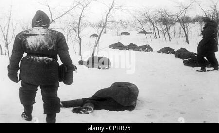 Frozen bodies of dead Soviet (Russian) soldiers killed in the Russo ...