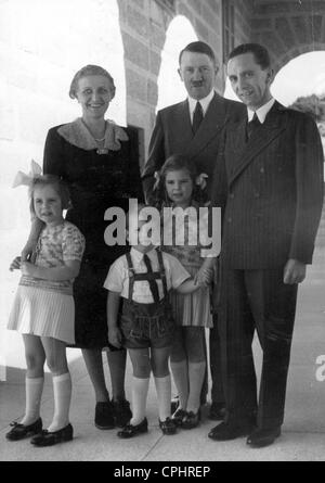 Reich Minster Dr. Joseph Goebbels and Family with Adolf Hitler Stock Photo