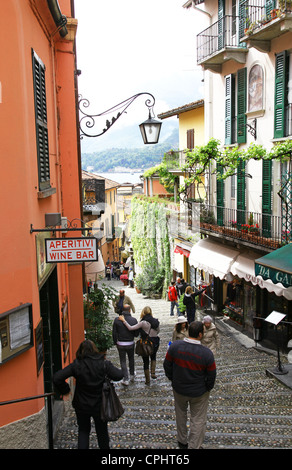 The narrow picturesque street of Salita Serbelloni Bellagio Lake Como Italy Italian region Lombardy Stock Photo