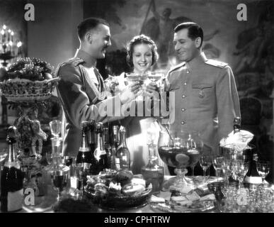 Raymond Rouleau, Danielle Darrieux and Albert Prejean in 'Volga in Flames, 1934 Stock Photo