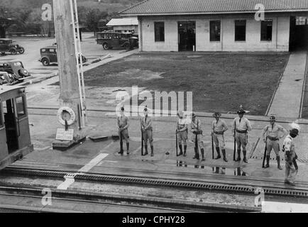 U.S. soldiers at the Panama Canal Stock Photo