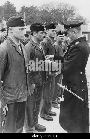 Karl Doenitz Awards Medals to A Submarine Crew, 1943 Stock Photo