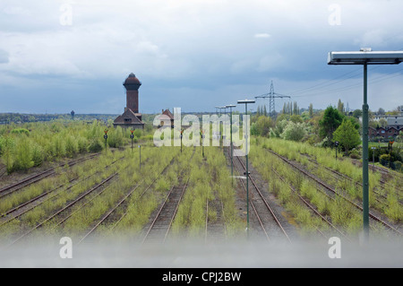 Disused railway marshalling yard which closed in 1989, Germany. Stock Photo