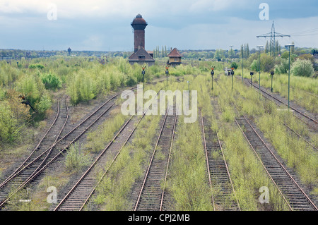 Disused railway marshalling yard which closed in 1989, Germany. Stock Photo