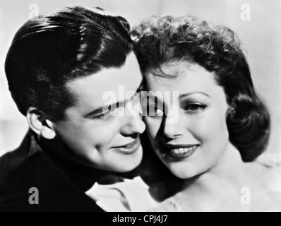 Richard Greene and Loretta Young in 'Four Men - and a Prayer', 1938 Stock Photo