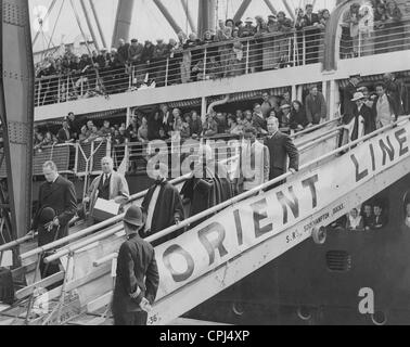 Haile Selassie upon his arrival in England, 1936. Stock Photo