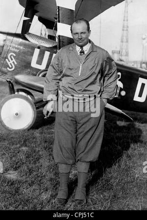 Ernst Udet with his biplane, 1932 Stock Photo