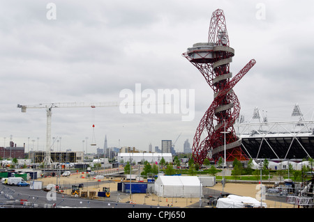 LONDON, UK - MAY 14, 2012: The ArcelorMittal Orbit in the London 2012 Olympic Park under construction. Stock Photo