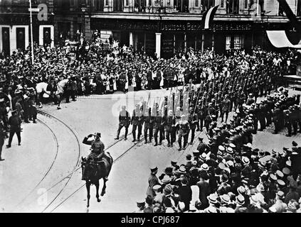 German troops pulling in to Allenstein Stock Photo