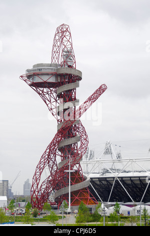 LONDON, UK - MAY 14, 2012: The ArcelorMittal Orbit in the London 2012 Olympic Park under construction. Stock Photo