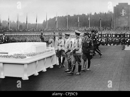 Adolf Hitler and Albert Speer in front of the model 'German Stadium', 1937 Stock Photo
