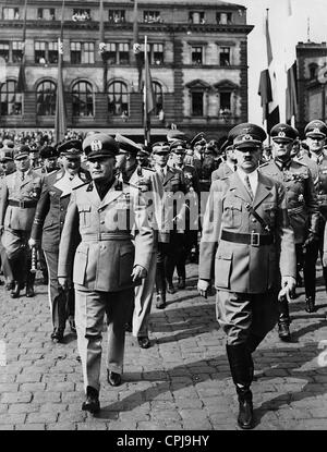 ADOLF HITLER at n right with Benito Mussolini at the Borghese Gallery ...