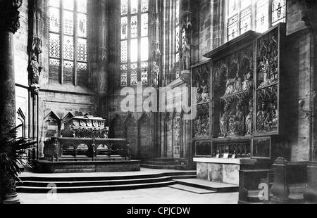 Sarcophagus of Friedrich III in Stephan's Cathedral in Vienna, 1931 Stock Photo