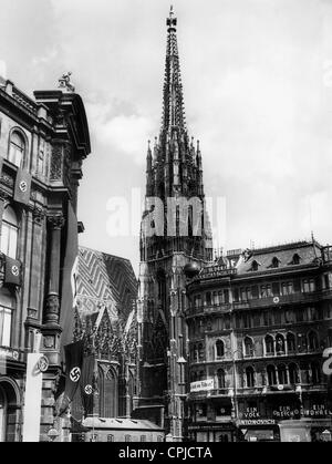 St. Stephan's Cathedral in Vienna after the annexation of Austria to the German Reich Stock Photo