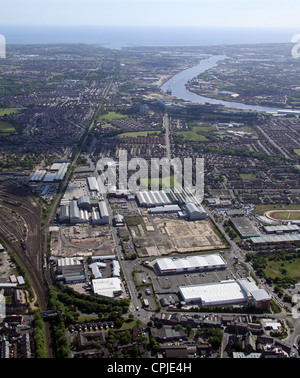 aerial view of development land at Byker, Newcastle upon Tyne Stock Photo