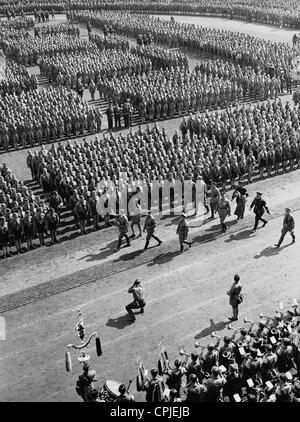 Adolf Hitler at the stadium of the Hitler Youth on the Nuremberg Rally ...