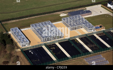 aerial view of commercial greenhouses at Histon in Cambridgeshire Stock Photo