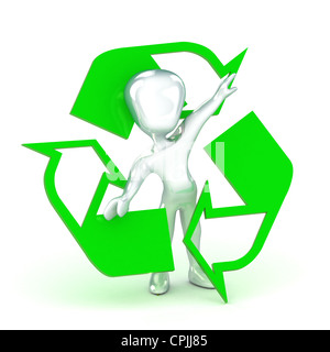A Colourful 3d Rendered Recycle Man Concept Illustration Stock Photo