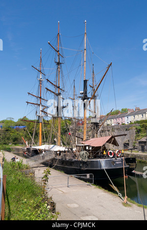 Kaskelot tall ship in Charlestown harbour, Cornwall UK. Stock Photo