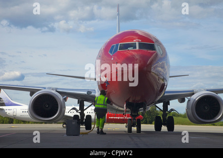 Norwegian.com shuttle airline Oslo international airport Norway, Europe Stock Photo