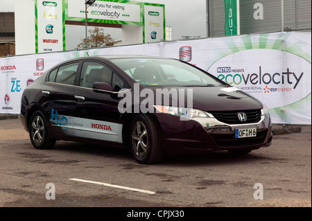 The Honda FCX Clarity being demonstrated on the test track at ecovelocity, 2011 Stock Photo