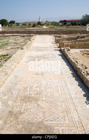 A long mosaic in part of the Archaeological Park, Paphos, Cyprus. Stock Photo