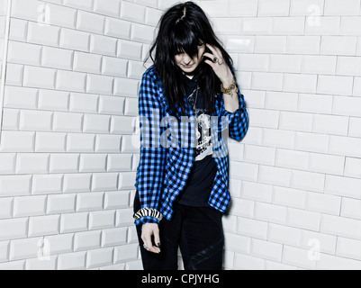 Paris, France - February 06, 2011: Portrait of the american indie rock group The Kills singer Alison Mosshart at Paris, France on february 6th, 2011 Stock Photo