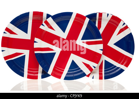Three jubilee union jack paper plates Stock Photo