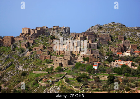 The abandoned village of Anavatos, often called the 'Mystras of the Northeast Aegean', Chios island, Greece Stock Photo