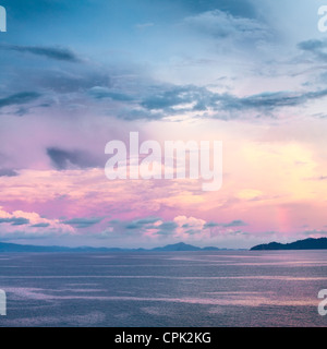 sunset over Andaman Sea, aerial view, Thailand Stock Photo