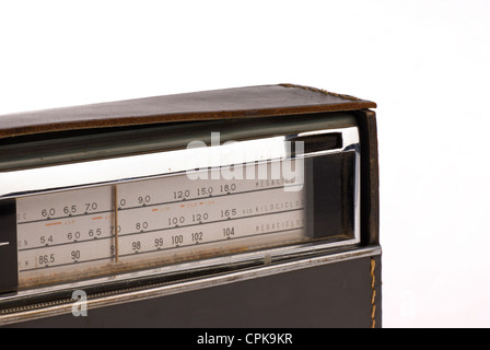 Retro radio receiver from the 70s. Isolated on white background. Traces ...