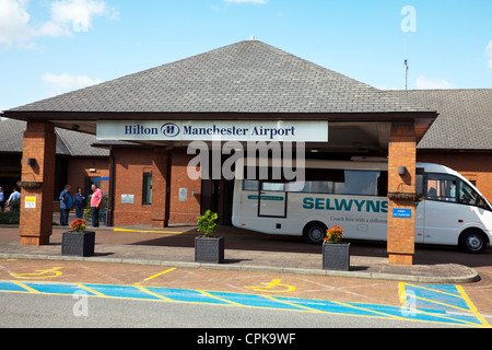 Hilton Hotel at Manchester Airport front sign Stock Photo
