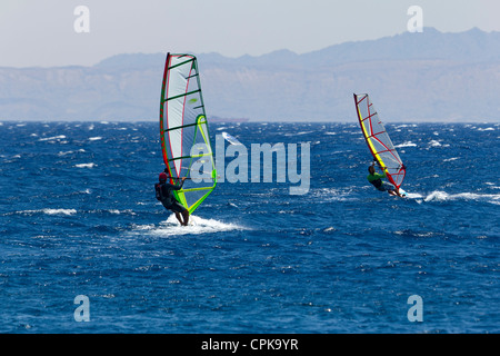 wind surfing in Dahab, Sinai, Egypt Stock Photo