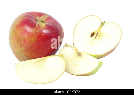 Red apple sliced and isolated on white Stock Photo