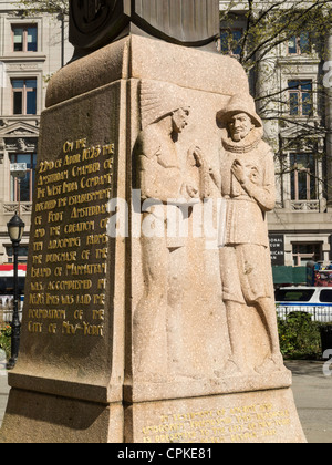 Netherlands Monument Flagpole base,  NYC Stock Photo