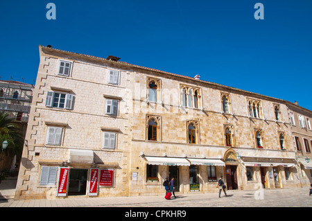 Trg Sv Stjepana main square Hvar town Hvar Island Dalmatia Croatia Europe Stock Photo