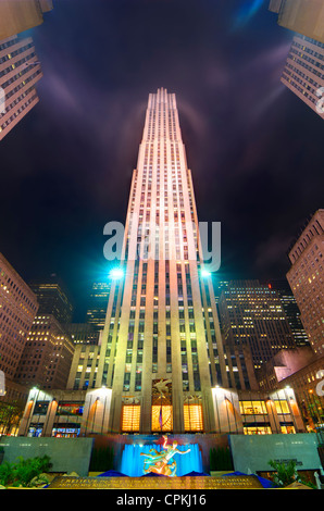 The GE Building stands as the centerpiece of the Rockefeller Center complex in New York, New York, USA. Stock Photo