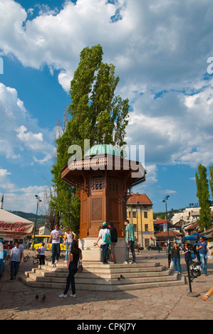 Sebilj fountain at the Pigeon Square in Baščaršija the Turkish Quarter central Sarajevo city Bosnia and Hercegovina Europe Stock Photo