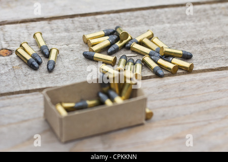 Small caliber ammunition in a pile Stock Photo