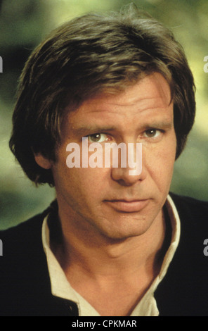 A portrait of Han Solo in the 1977 film Star Wars. He is played by the actor Harrison Ford. Stock Photo