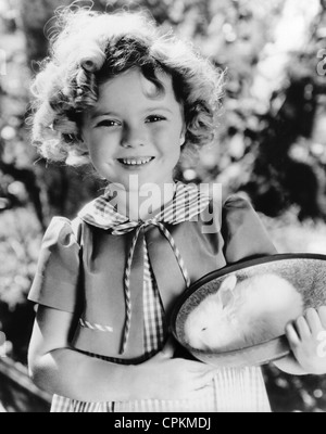 A black and white portrait of the film star Shirley Temple pictured in Los Angeles in 1936. Stock Photo