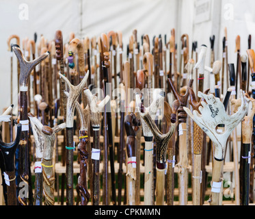 Selection of walking sticks for sale Stock Photo