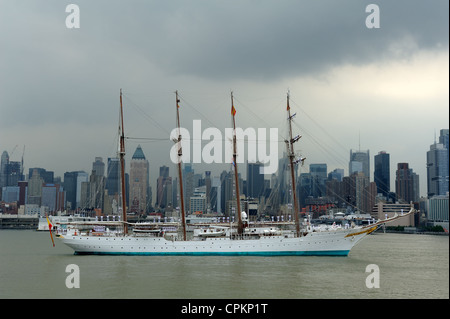 Juan Sebastian de Elcano, a training ship for the Spanish Navy, participated in OpSail 2012 in New York City. Stock Photo