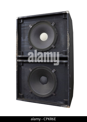 Big grungy bass blaster speaker box isolated on white Stock Photo