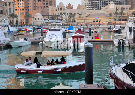 The Pearl - a multi-purpose man-made upscale urban development project in Doha, Qatar, with yacht marina, on the persian gulf. Stock Photo