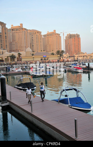 The Pearl - a multi-purpose man-made upscale urban development project in Doha, Qatar, with yacht marina, on the persian gulf. Stock Photo