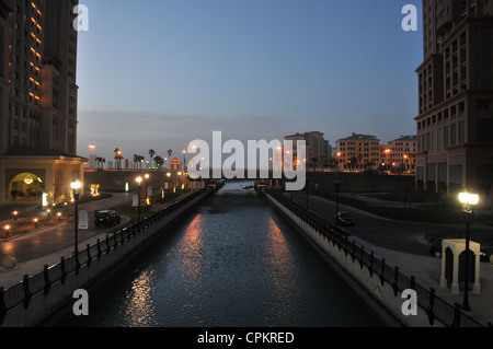 The Pearl - a multi-purpose man-made upscale urban development project in Doha, Qatar, with yacht marina, on the persian gulf. Stock Photo