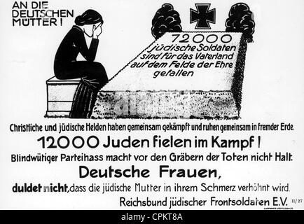 A campaign poster issued by the Reichsbund Juedischer Frontsoldaten, appealing to the German public before the upcoming