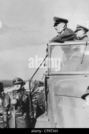 Von Rundstedt and Sepp Dietrich during the inspection of the Atlantic Wall, 1943 Stock Photo