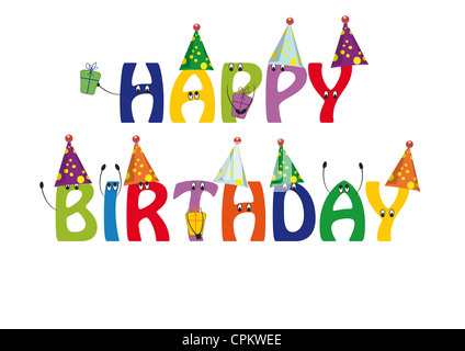 Happy birthday card with colorful and funny letters Stock Photo